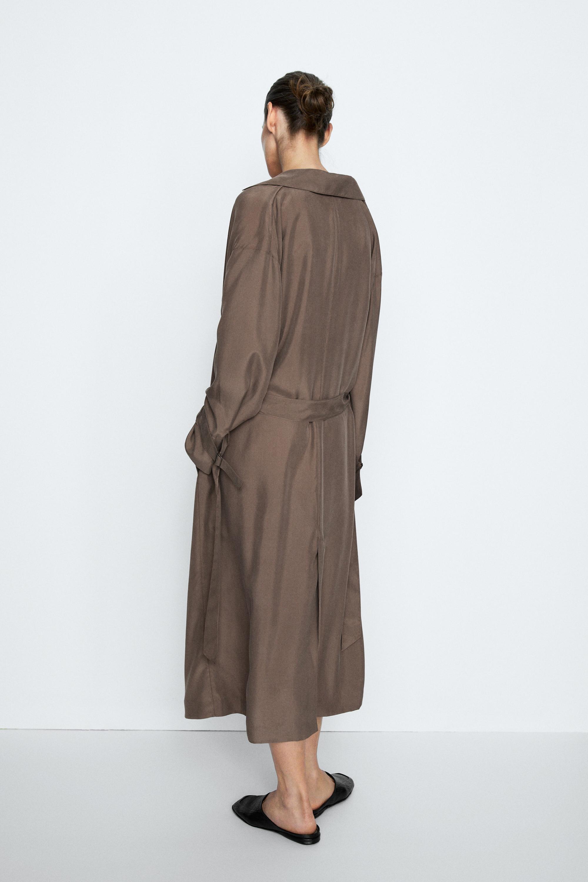 Draped neckline trench dress - STUDIO